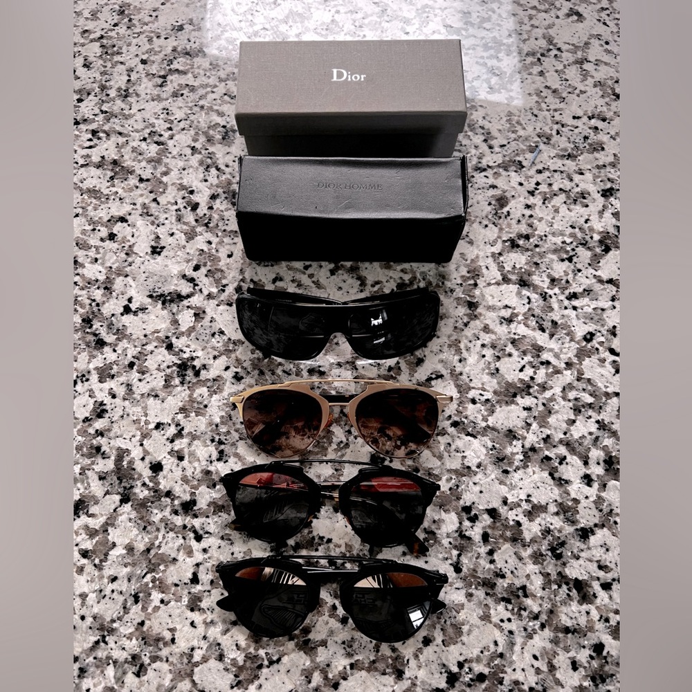 Lot of four Christian Dior sunglasses. Used condition